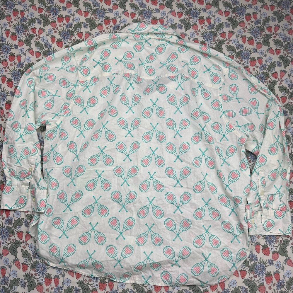 Aerie poplin pj to party Tennis Racket + Hearts button up shirt XL - Picture 8 of 10